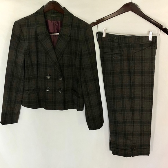 Express Pant Suit. Black/Gray Plaid Size 8 - Picture 2 of 16